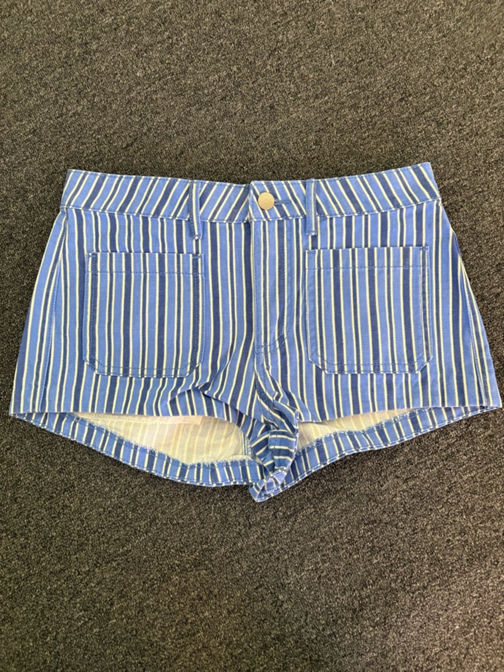 silence + noise Blue and White Striped Women's Jean Shorts